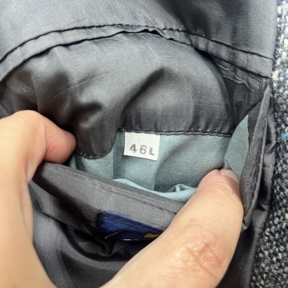 Vintage Stanford Executive Virgin Wool Black/Gray Tweed Blazer Jacket Size 46L - Picture 10 of 16